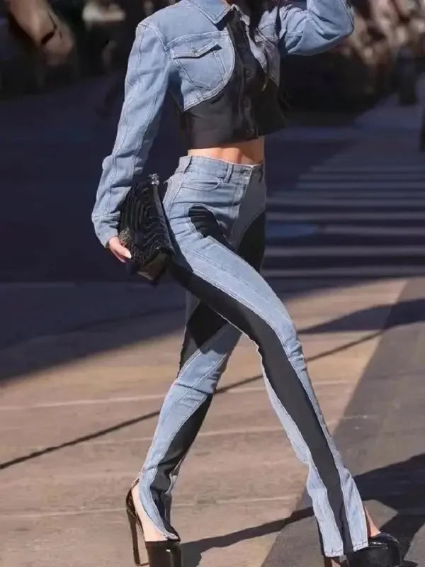 Denim Contrast Jackets | Fashionsarah.com