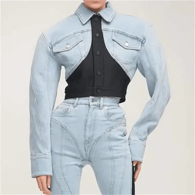 Denim Contrast Jackets | Fashionsarah.com