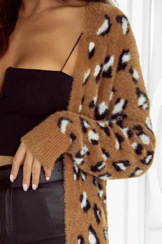 Brown Leopard Women Cardigan | Fashionsarah.com