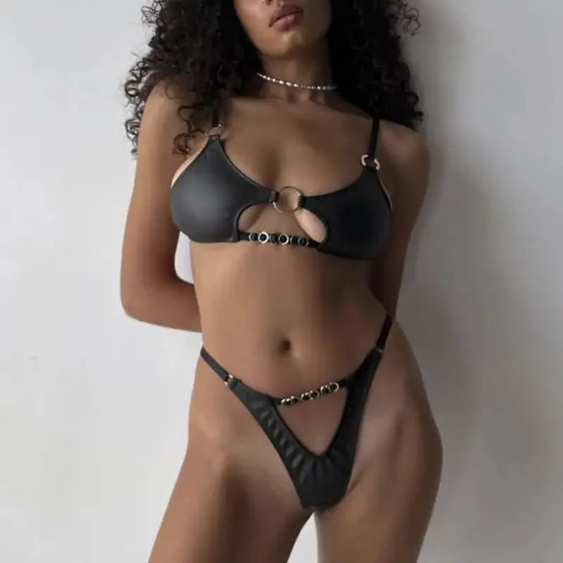 2 Piece Leather Cut Out Set | Fashionsarah.com