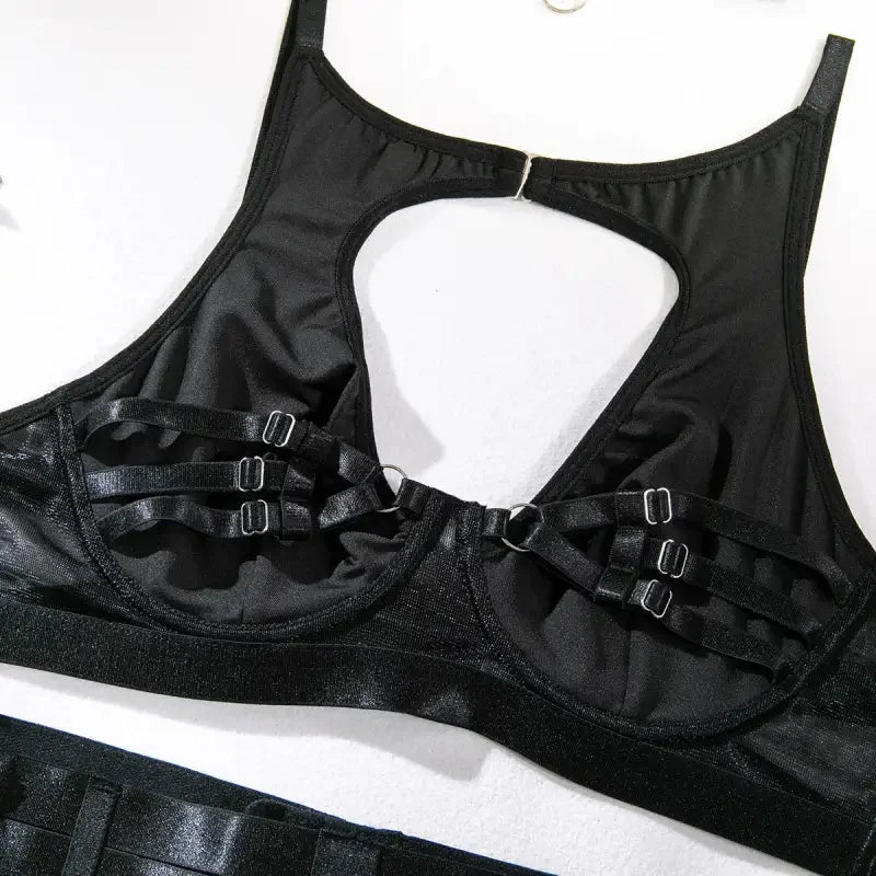 Fashionsarah.com 5 pcs Choker Intimates Bra + Panty Underwear Set Garter Kit