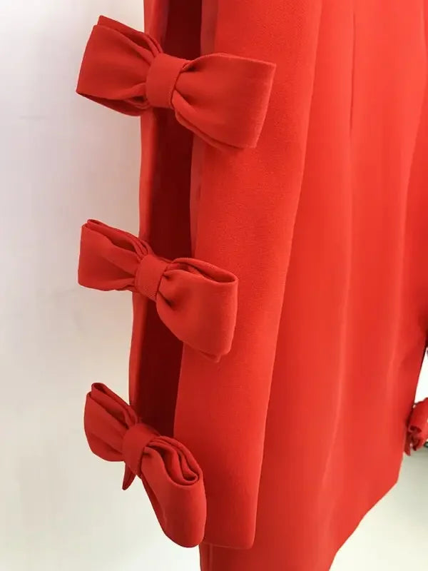 Stylish Hollow Out Bow Long Sleeve Dress | Fashionsarah.com