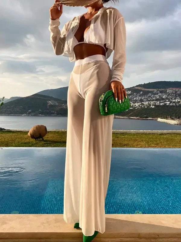 4 Pcs Halter Triangle Bikini with cover up | Fashionsarah.com