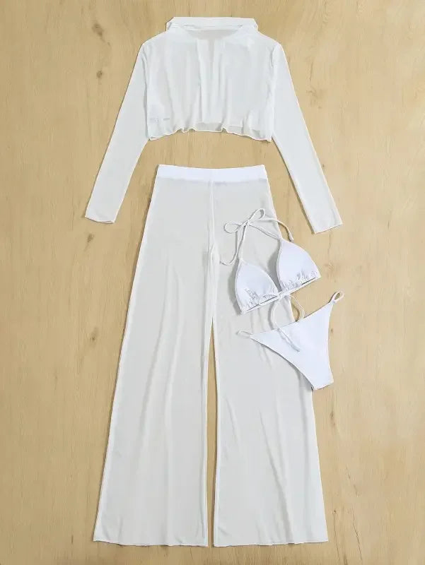 4 Pcs Halter Triangle Bikini with cover up | Fashionsarah.com