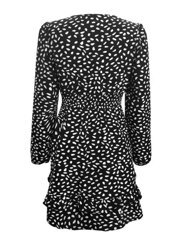 Printed Ruffle Trim Smocked Mini Dress | Fashionsarah.com