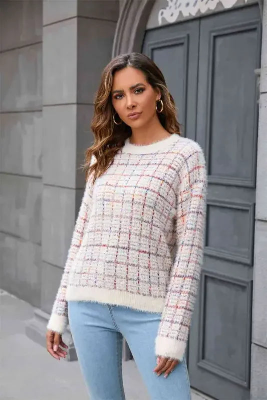 Plaid Knitted Women Sweatshirts | Fashionsarah.com