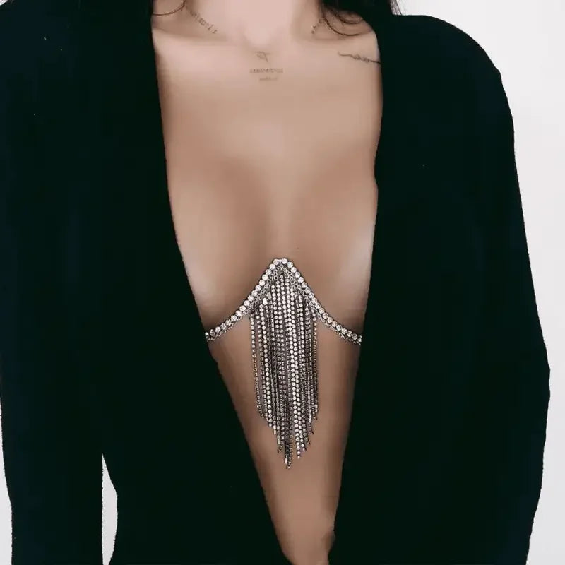 Rave Crystal Tassel Chest Bracket | Fashionsarah.com