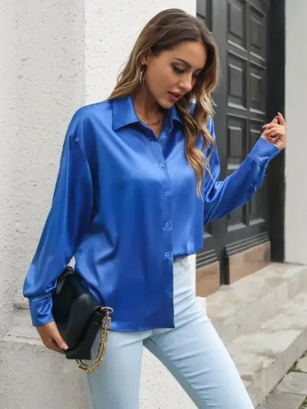 Button Up Collared Neck Women Shirt | Fashionsarah.com