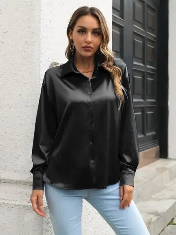 Button Up Collared Neck Women Shirt | Fashionsarah.com