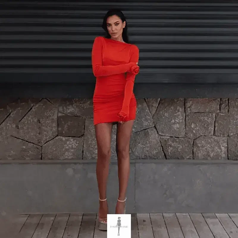 Fashionsarah.com Fashionsarah.com Backless Slim-fitting hip dress with flower attached