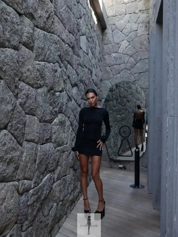 Fashionsarah.com Fashionsarah.com Backless Slim-fitting hip dress with flower attached