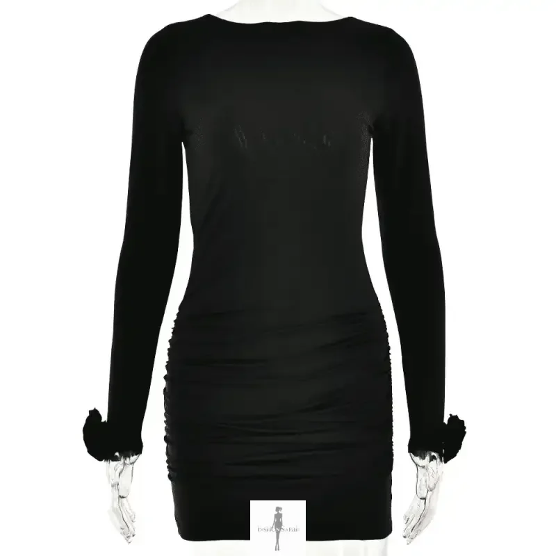 Fashionsarah.com Fashionsarah.com Backless Slim-fitting hip dress with flower attached