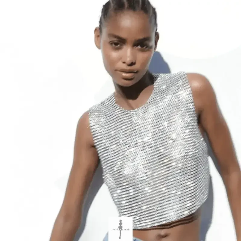 Fashionsarah.com Fashionsarah.com Open Back Rhinestone Women Top