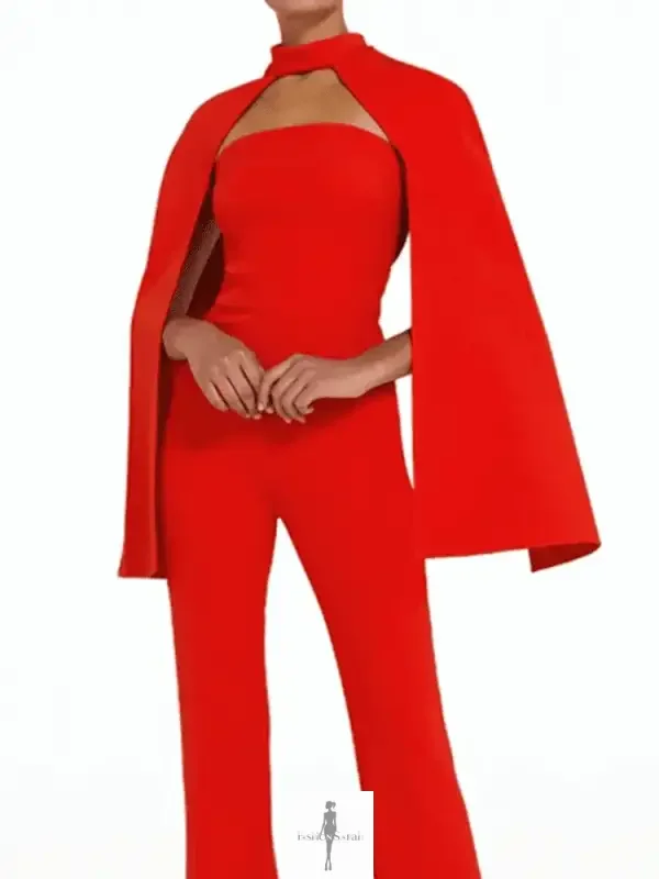 Fashionsarah.com Fashionsarah.com Strapless Jumpsuit with O-neck Short Shawl