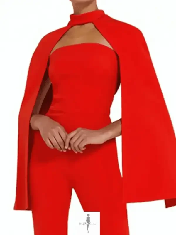 Fashionsarah.com Fashionsarah.com Strapless Jumpsuit with O-neck Short Shawl