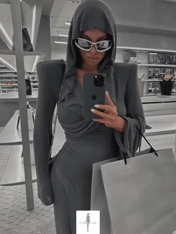 Fashionsarah.com Fashionsarah.com Hooded Maxi Elegant Dress