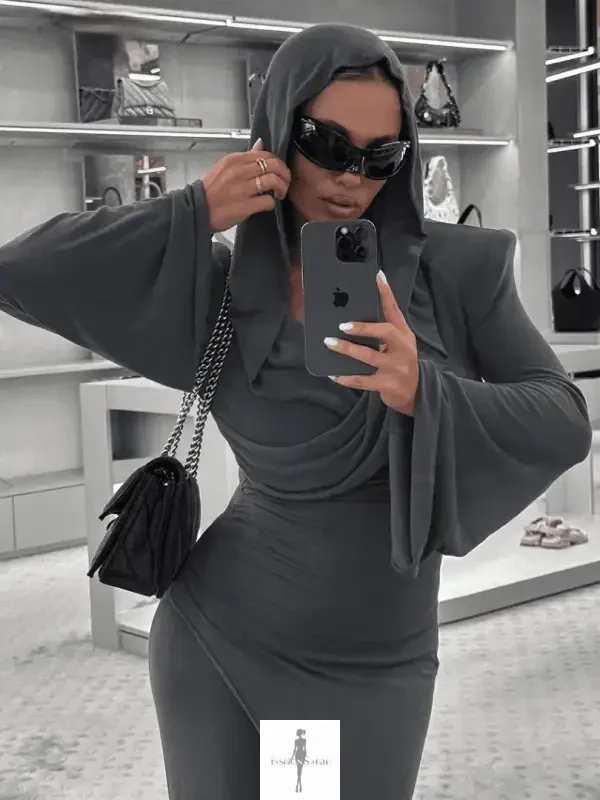 Fashionsarah.com Fashionsarah.com Hooded Maxi Elegant Dress