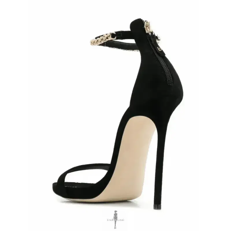 Elegant high heels: Black stiletto heel sandal with ankle strap from New Elegant High Heels
