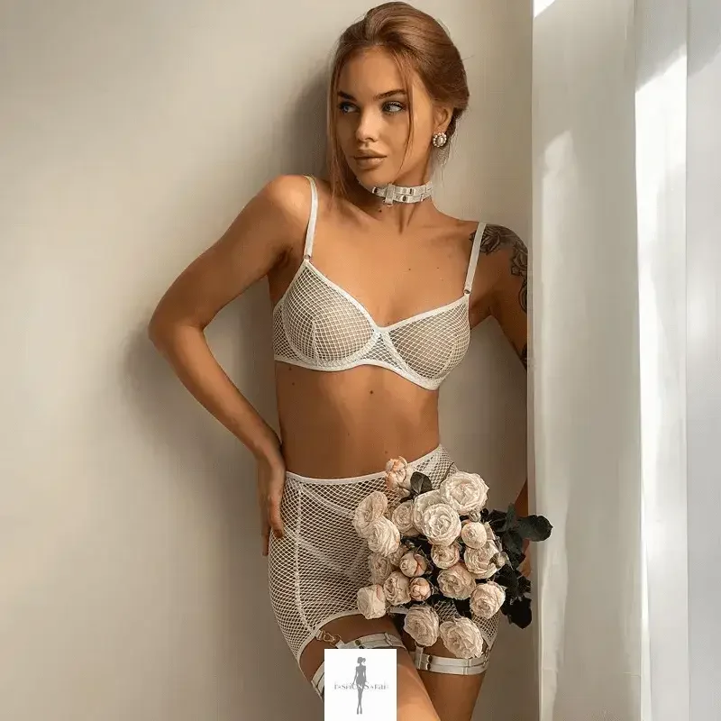 Fashionsarah.com Fashionsarah.com 5-Piece Transparent Bra +Panty Set Choker Garter Kit