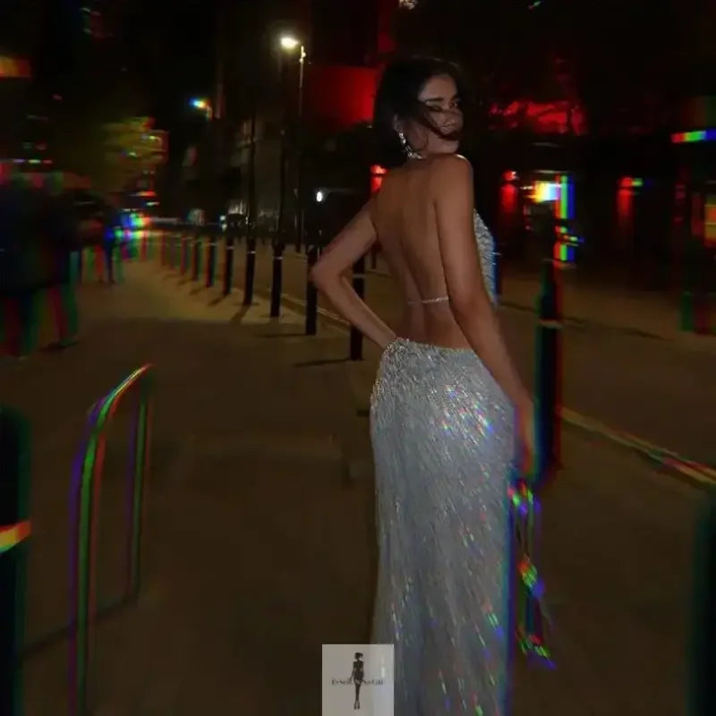 Fashionsarah.com Fashionsarah.com Shiny Sequin Backless Maxi Dress