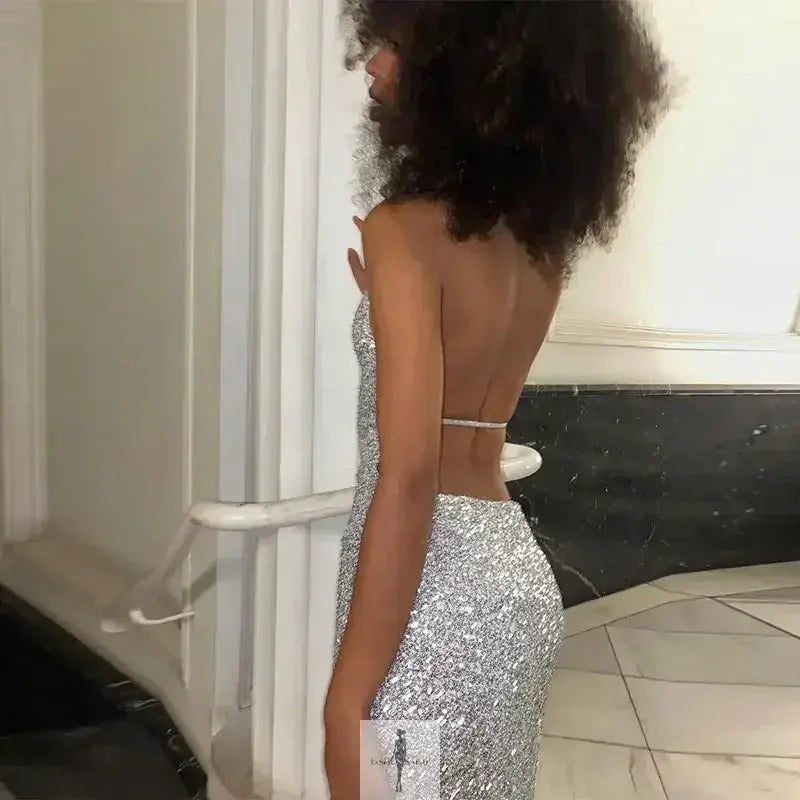 Fashionsarah.com Fashionsarah.com Shiny Sequin Backless Maxi Dress