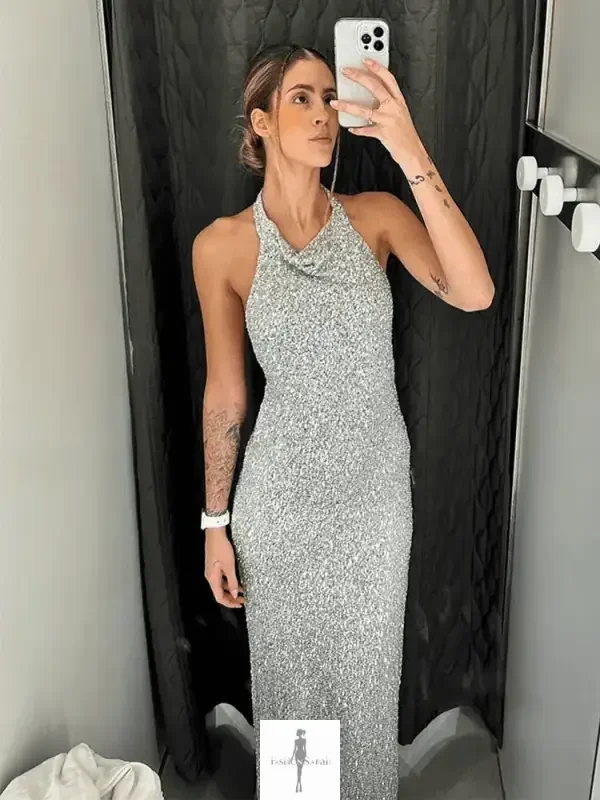 Fashionsarah.com Fashionsarah.com Shiny Sequin Backless Maxi Dress