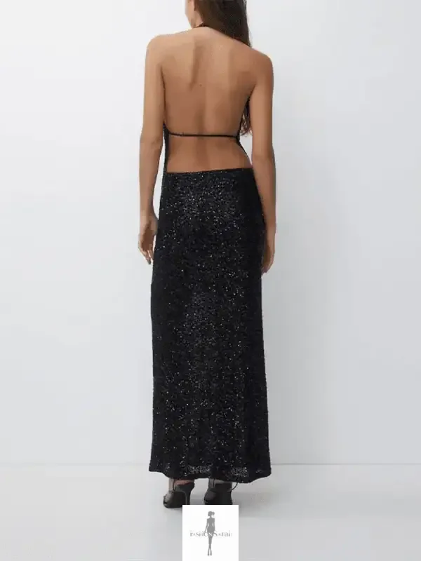 Fashionsarah.com Fashionsarah.com Shiny Sequin Backless Maxi Dress