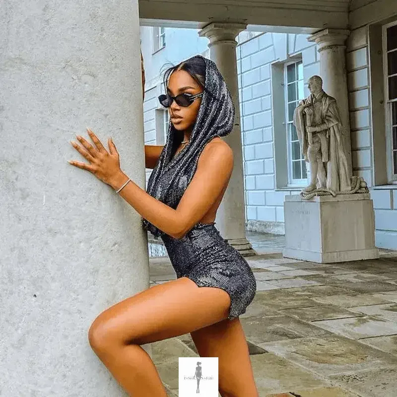 Fashionsarah.com Fashionsarah.com Sexy Sequin Hooded Backless Halter Dress