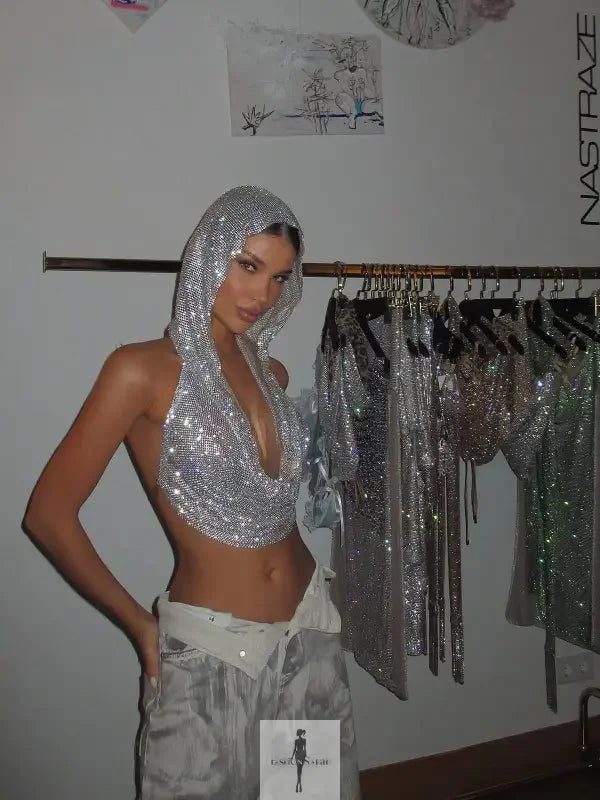 Fashionsarah.com Fashionsarah.com Mesh Shiny Rhinestone Top