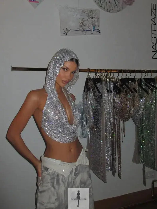 Fashionsarah.com Fashionsarah.com Mesh Shiny Rhinestone Top