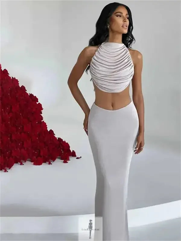 Fashionsarah.com Fashionsarah.com Women Crop Top + Maxi Bodycon Skirt Matching Sets