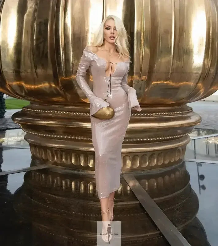 Fashionsarah.com Fashionsarah.com Lace Up Sequins Elegant Dress