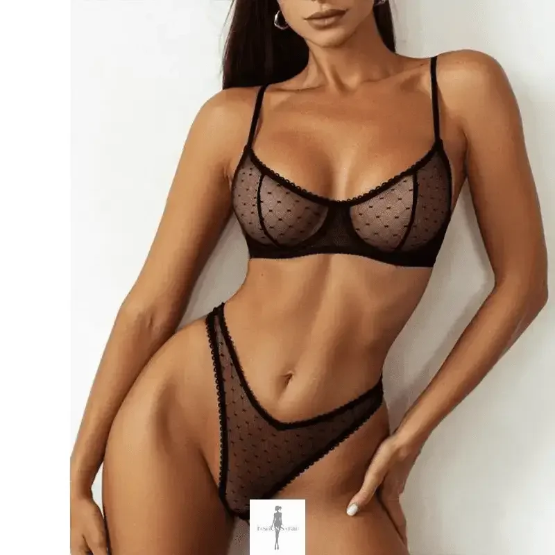 Fashionsarah.com Fashionsarah.com Polka Dot See Through Lingerie Seamless Set