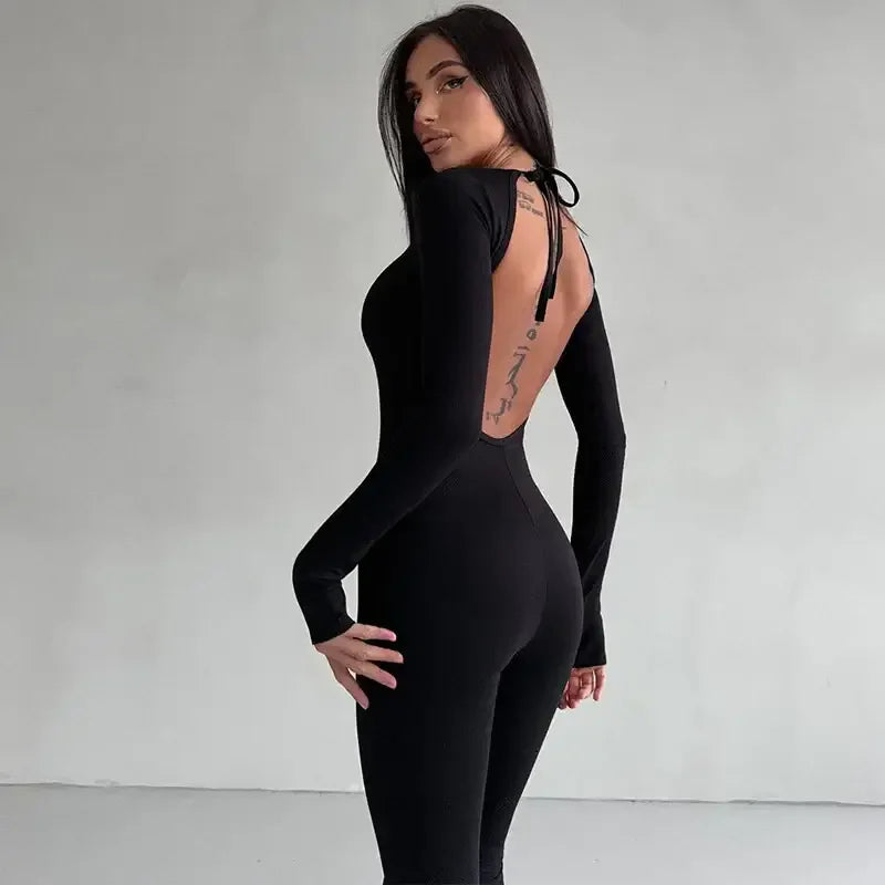 Sexy Lace-up Backless Jumpsuit | Fashionsarah.com