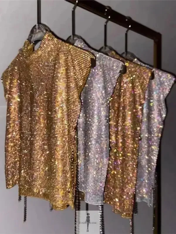 Fashionsarah.com Fashionsarah.com Turtleneck Rhinestone Women Top