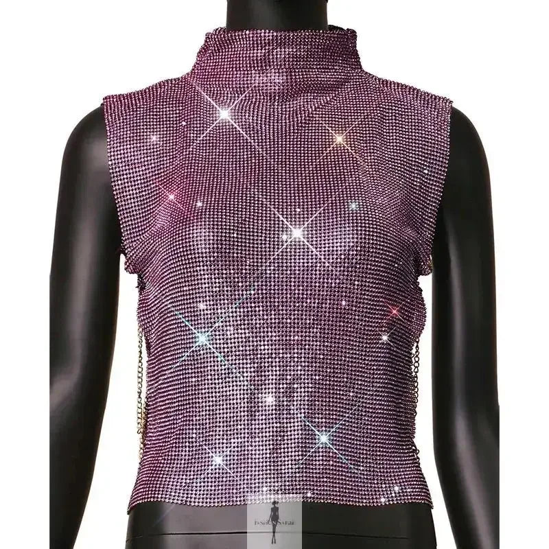 Fashionsarah.com Fashionsarah.com Turtleneck Rhinestone Women Top
