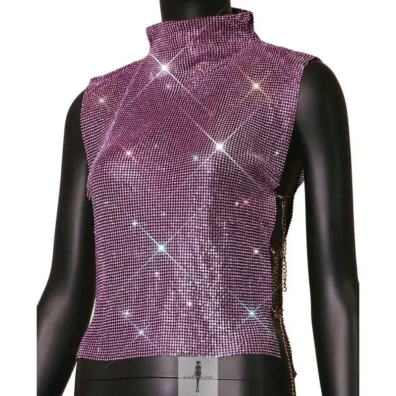 Fashionsarah.com Fashionsarah.com Turtleneck Rhinestone Women Top