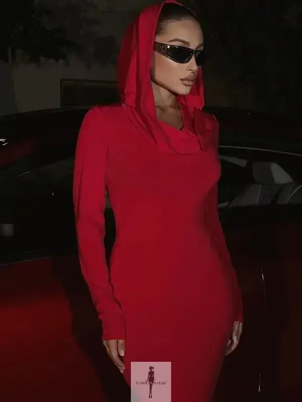 Fashionsarah.com Fashionsarah.com Hooded Long Sleeves Maxi Dress