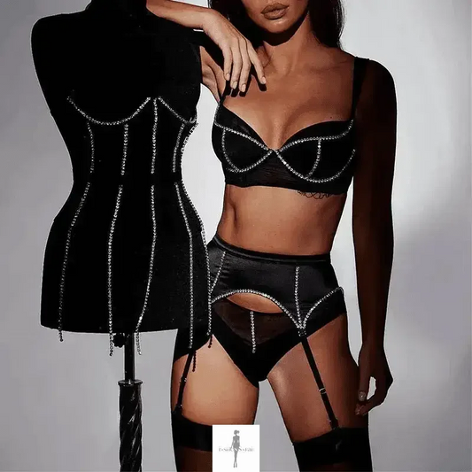 Fashionsarah.com Fashionsarah.com Rhinestone Lingerie Luxury Underwear Set