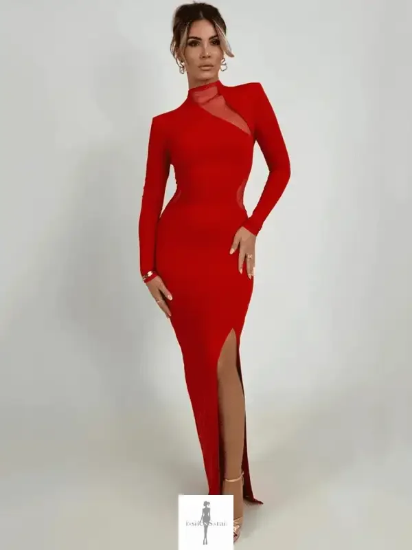 Fashionsarah.com Fashionsarah.com O Neck Hollow Out Maxi Bodycon Dress