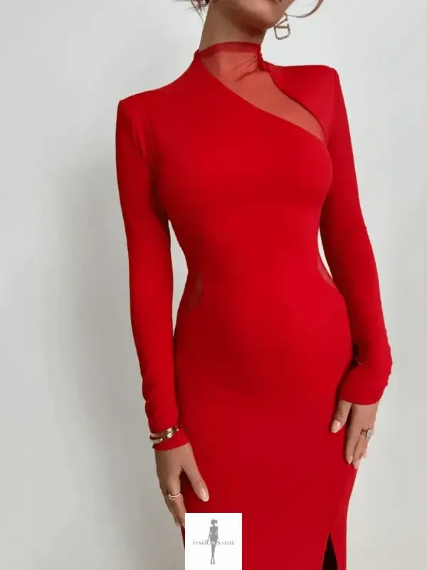 Fashionsarah.com Fashionsarah.com O Neck Hollow Out Maxi Bodycon Dress