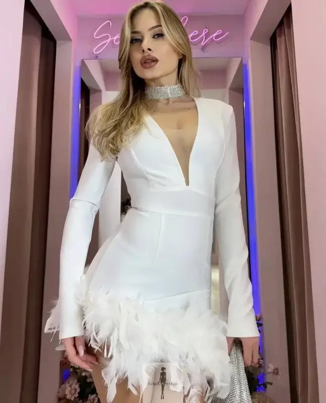 Fashionsarah.com Fashionsarah.com Feather Mini Bandage Dress