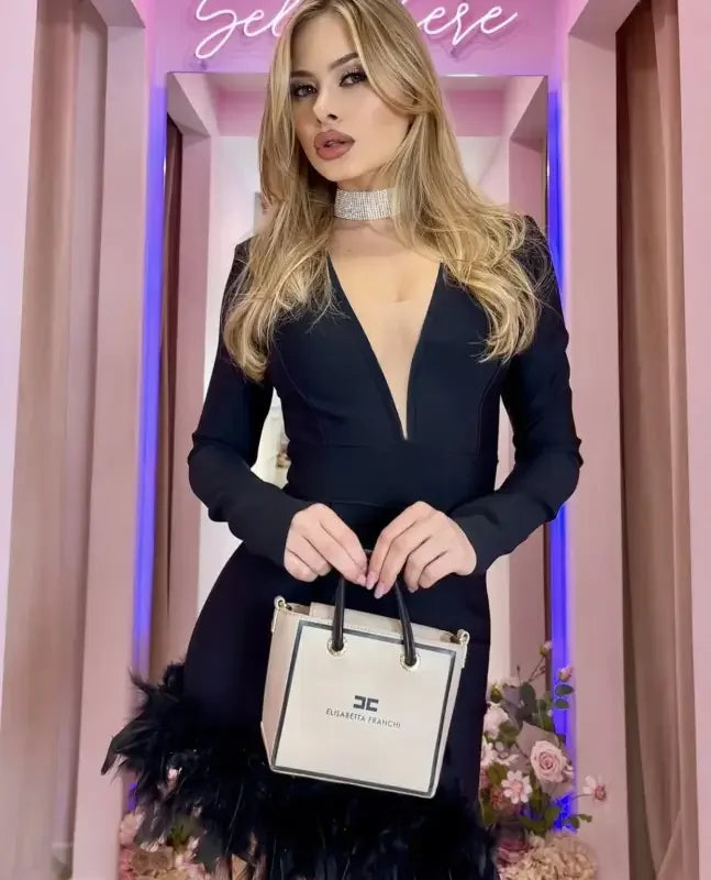 Feather Mini Bandage Dress | Fashionsarah.com