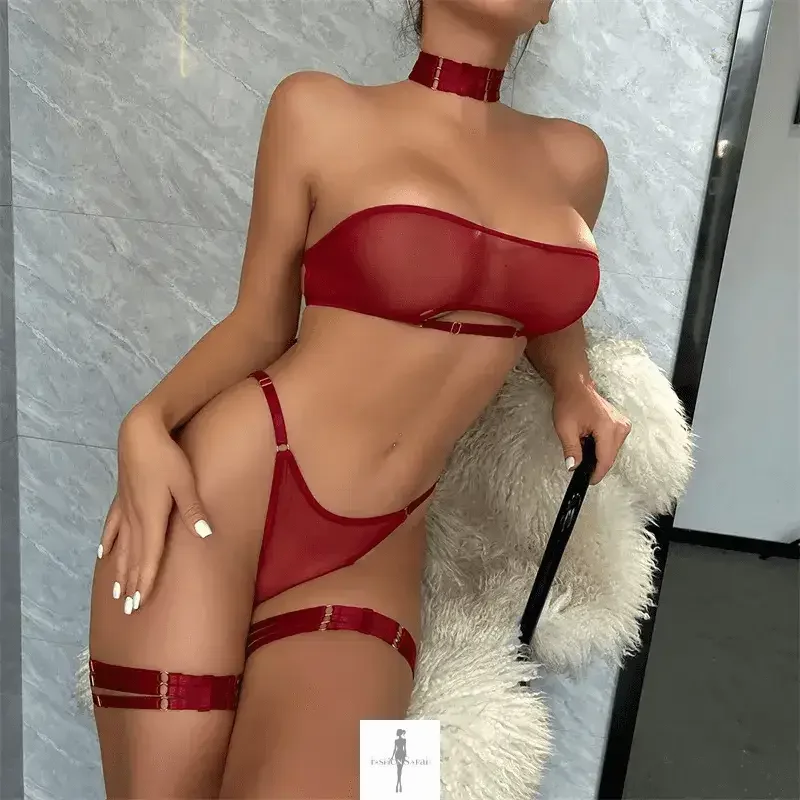 Fashionsarah.com Fashionsarah.com Mesh Elastic Wrapping Lingerie Set of 4 pcs