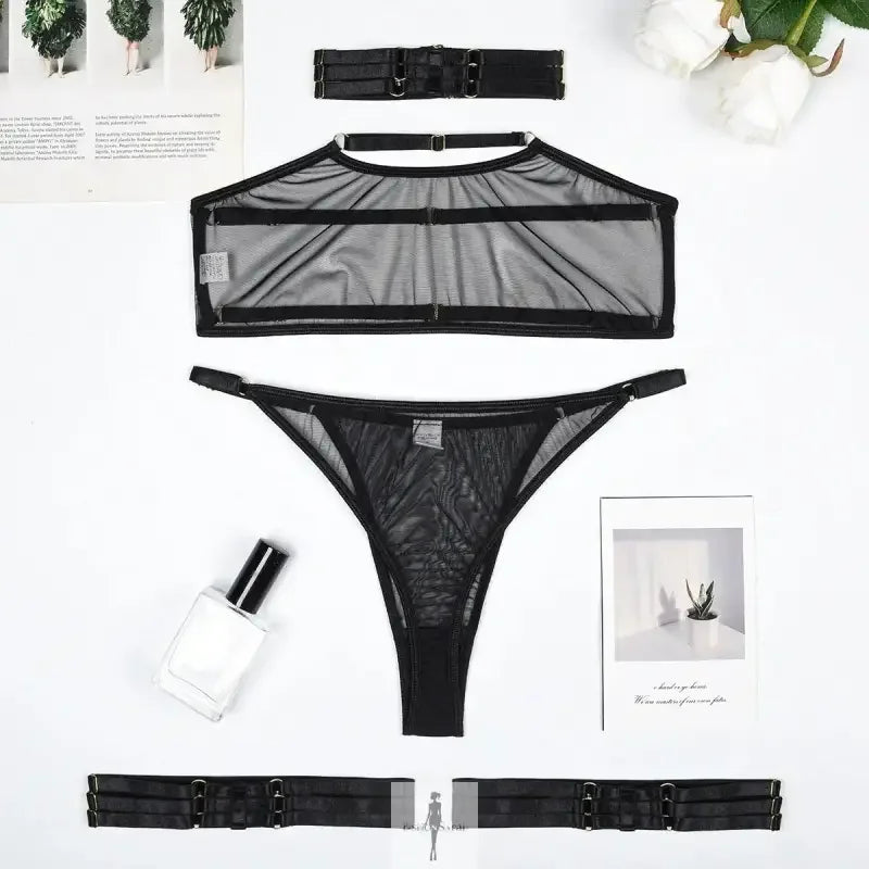 Fashionsarah.com Fashionsarah.com Mesh Elastic Wrapping Lingerie Set of 4 pcs