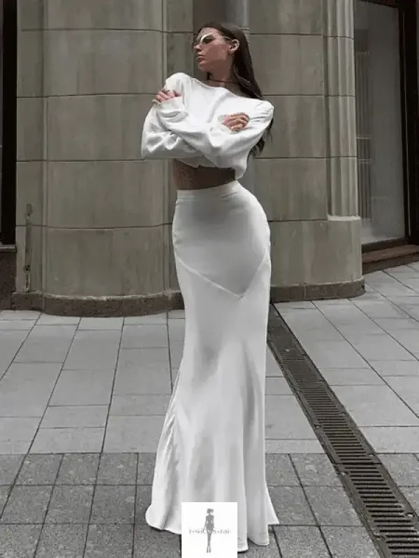 Fashionsarah.com Fashionsarah.com Women Crop Top With High Waist Long Skirt Set