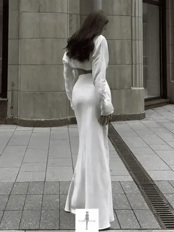 Fashionsarah.com Fashionsarah.com Women Crop Top With High Waist Long Skirt Set