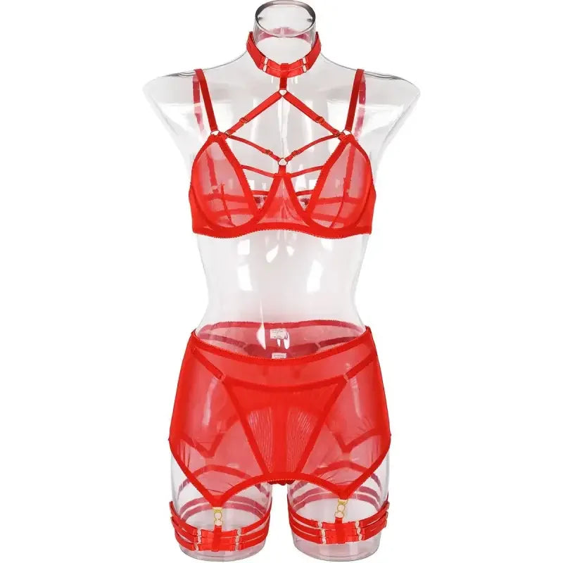 4 Pcs Halter Push Up Bra and Panty Seamless Garters Set | Fashionsarah.com
