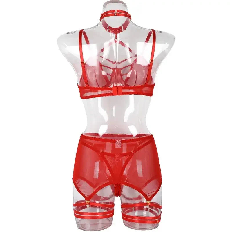 4 Pcs Halter Push Up Bra and Panty Seamless Garters Set | Fashionsarah.com