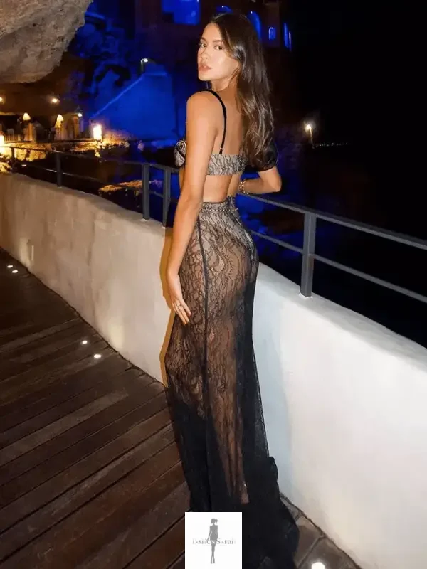 Fashionsarah.com Fashionsarah.com Elegant And Transparent Maxi Skirt with Top